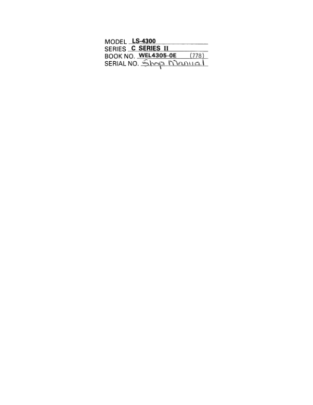 Linkbelt LS 4300 C2 Excavator Service Repair Manual Workshop Guide