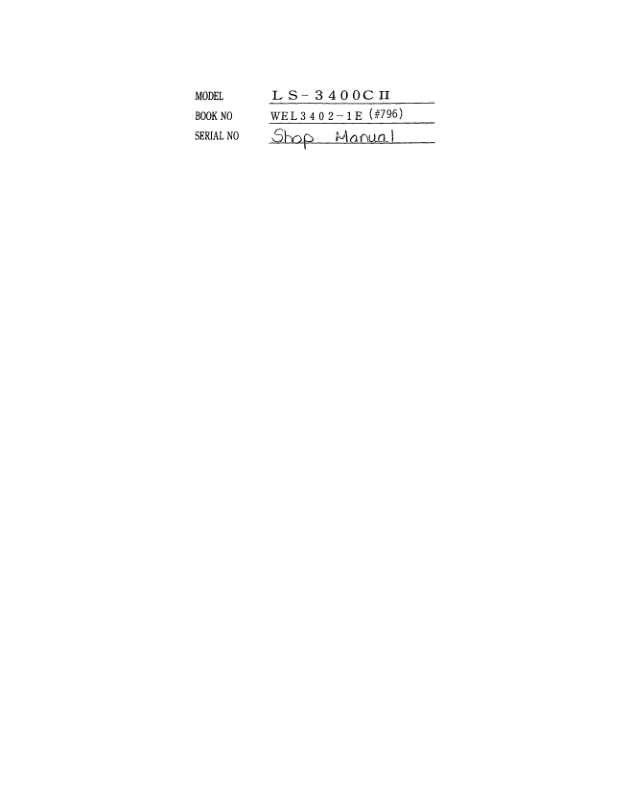 Linkbelt LS-3400 C2 Excavator Service Repair Manual Workshop Guide