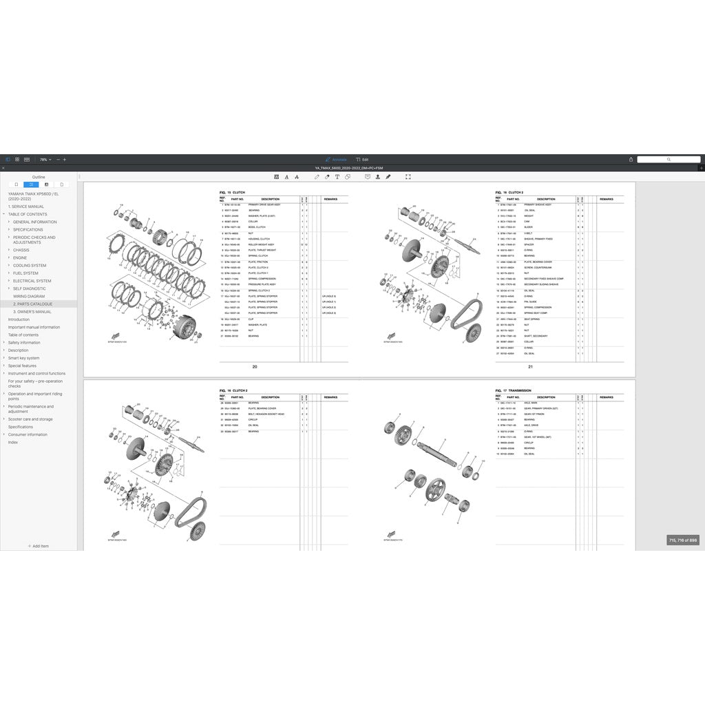 T-MAX YAMAHA TMAX 560D/ EL 2020+ Full Manual Set – Repair & Maintenance Manual and Spare Parts Catalog and User Handbook