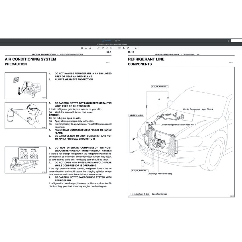 TOYOTA COROLLA ALTIS E120/130 2002-2008 Full Manual Set – Repair & Maintenance Manual
