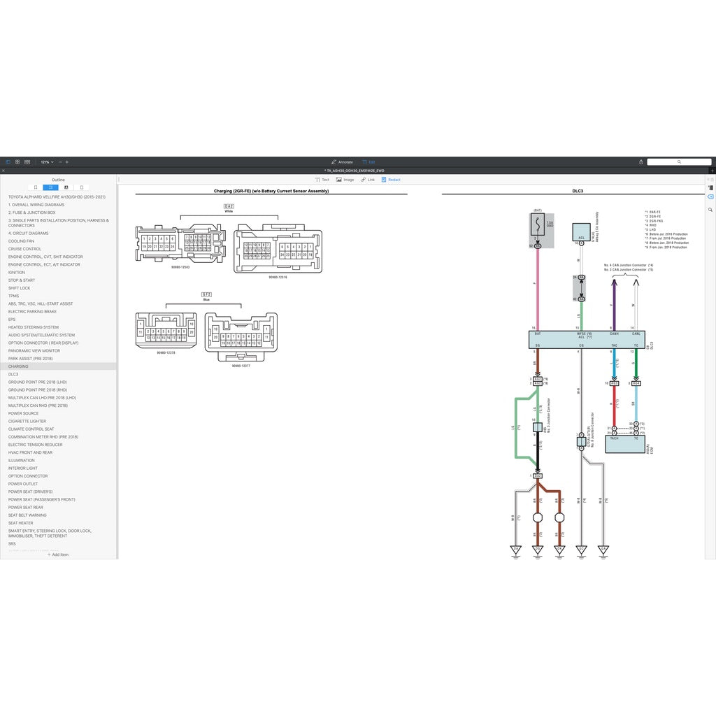 TOYOTA ALPHARD / VELLFIRE AGH30 / GGH30 2015-2021 Full Manual Set – WIRING DIAGRAMS
