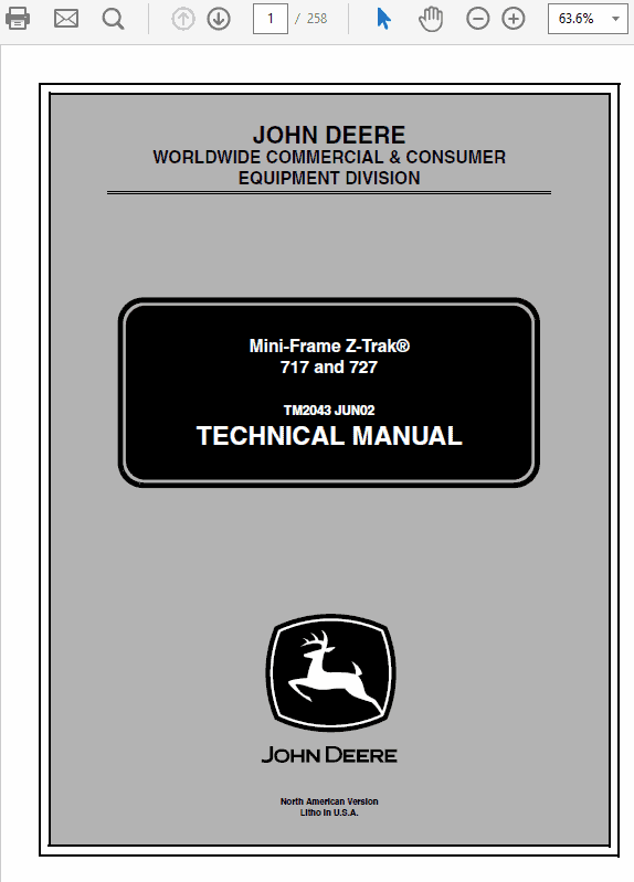 John Deere 717, 727 ZTrak Repair Technical Manual Workshop Guide