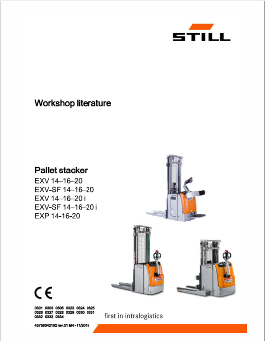 Still EXV 10, EXV 12, EXV 14AC, EXP and all EXV Model Pallet Stacker Workshop Repair Manual Workshop Guide