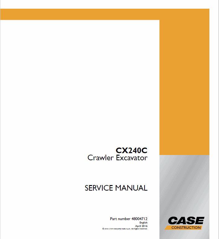 Case CX240C Crawler Excavator Service Manual Workshop Guide