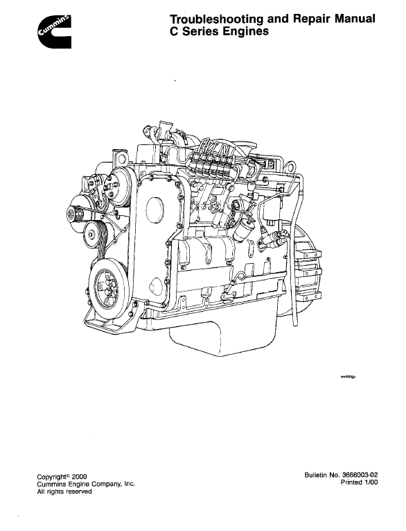 Cummins Series C Engine Workshop Service Manual Workshop Guide