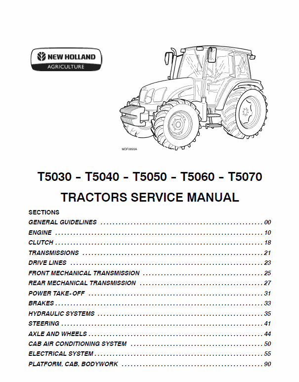 New Holland T5030, T5040, T5050, T5060, T5070 Tractor Service Manual Workshop Guide