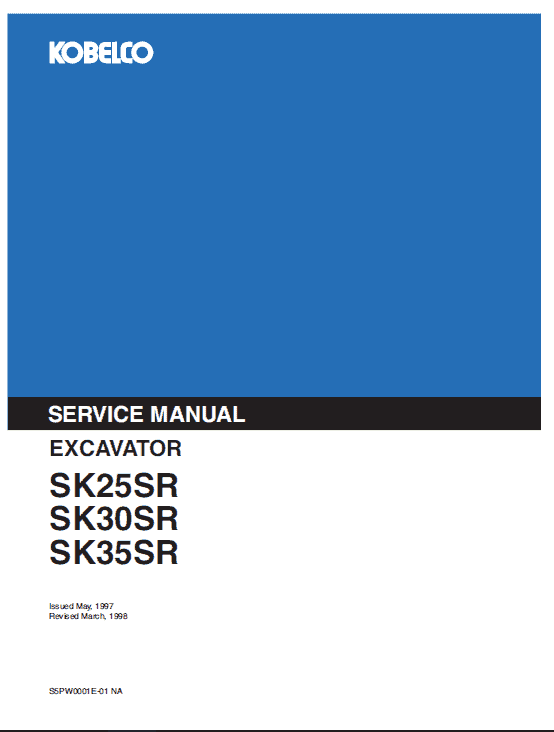 Kobelco SK25SR, SK30SR and SK35SR Excavator Service Manual Workshop Guide