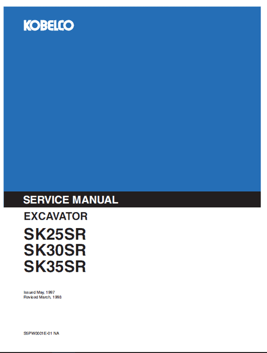 Kobelco SK25SR, SK30SR and SK35SR Excavator Service Manual Workshop Guide