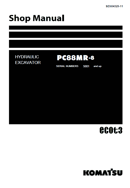 Komatsu PC88MR-8 Excavator Service Manual Workshop Guide
