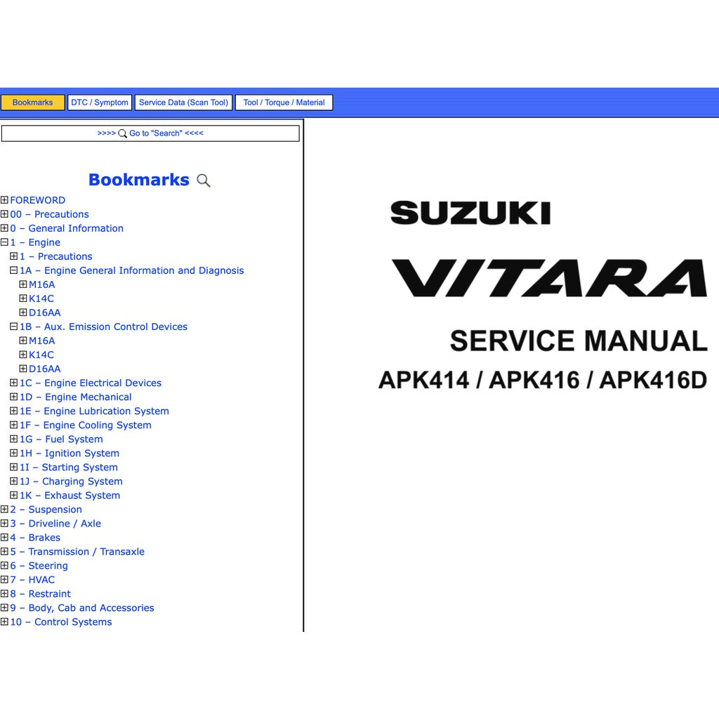 SUZUKI VITARA 2015-2022 Full Manual Set – Repair & Maintenance Manual