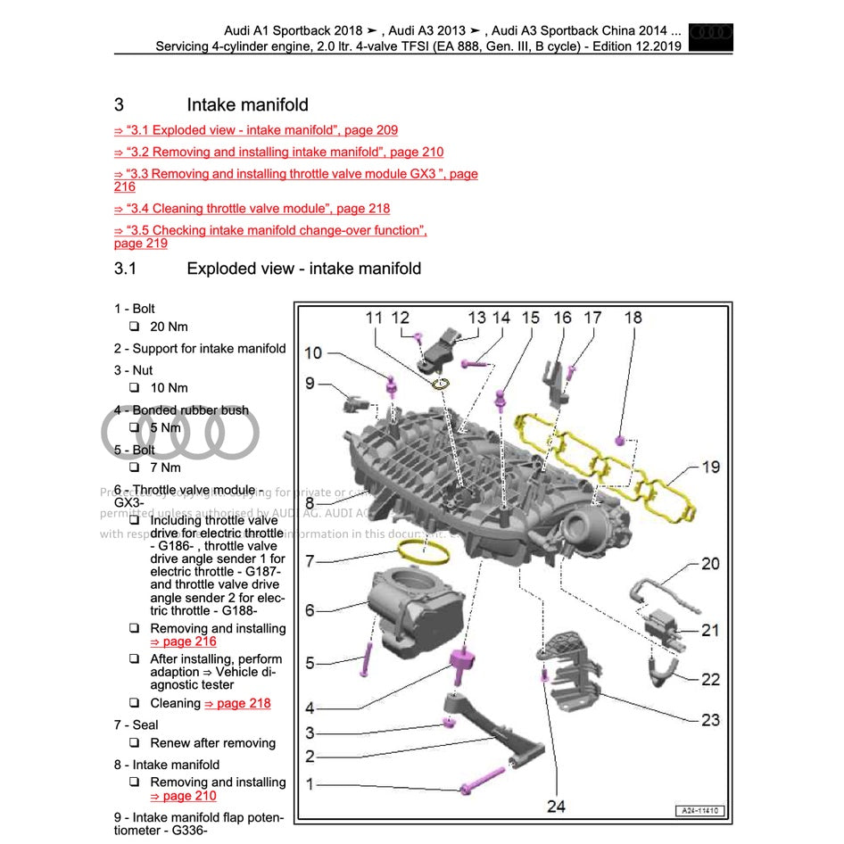 AUDI ENGINE Workshop Repair Manual