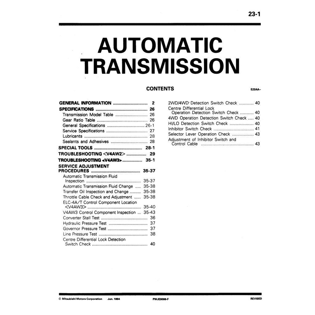 MITSUBISHI PAJERO II V20 1991-1999 Full Manual Set – Repair & Maintenance Manual