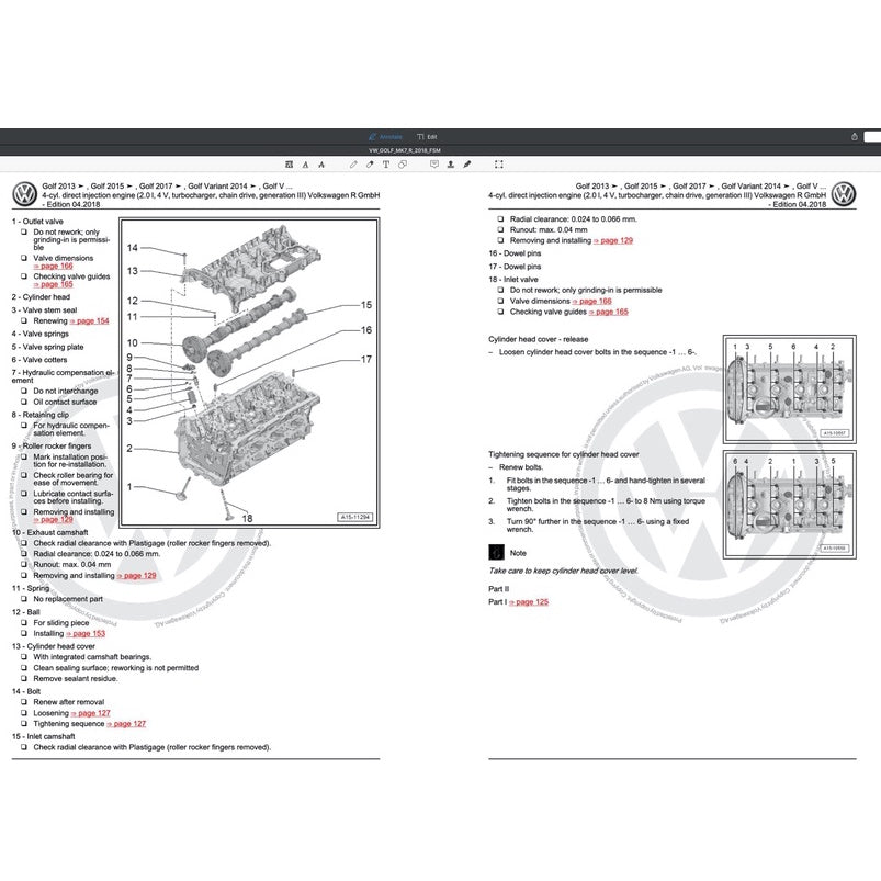 VW GOLF "R" MK7.5 2018 Full Manual Set – Repair & Maintenance Manual