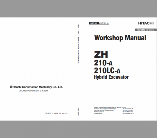 Hitachi ZH210-A and ZH210LC-A Excavator Service Repair Manual Workshop Guide