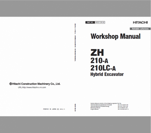 Hitachi ZH210-A and ZH210LC-A Excavator Service Repair Manual Workshop Guide