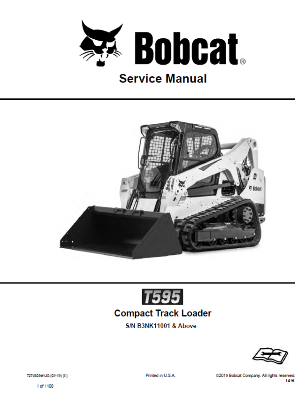 Bobcat T595 Compact Track Loader Service Repair Manual Workshop Guide