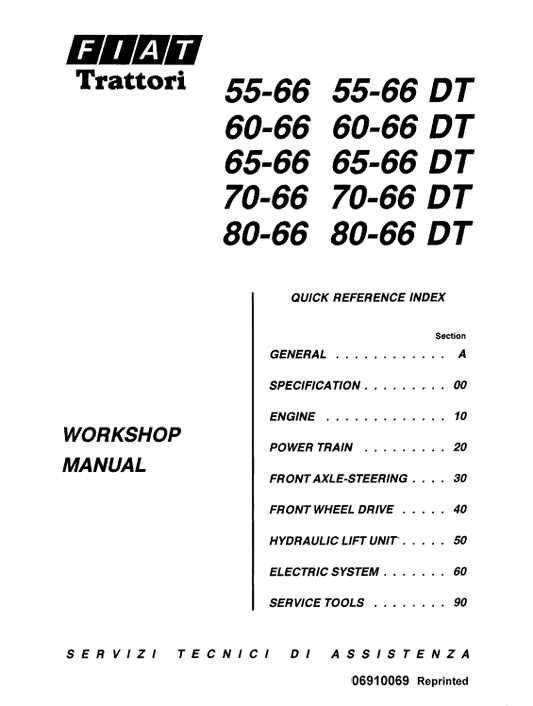 Fiat 55-66, 60-66, 65-66, 70-66, 80-66 Tractor Service Manual Workshop Guide