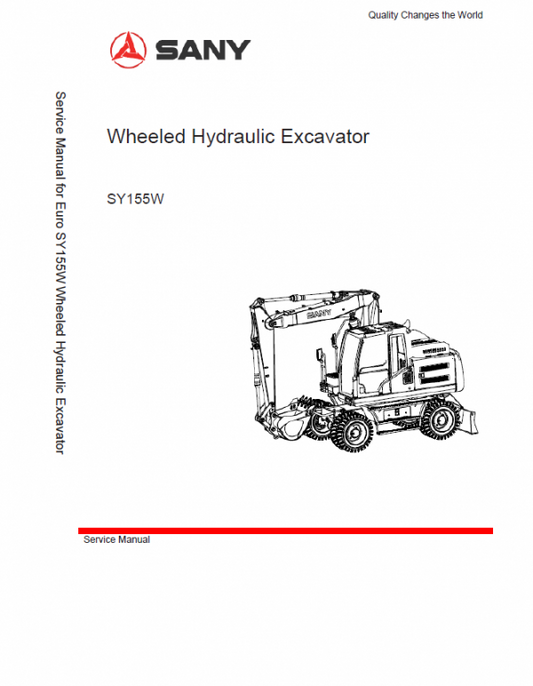 Sany SY155W Hydraulic Excavator Repair Service Manual