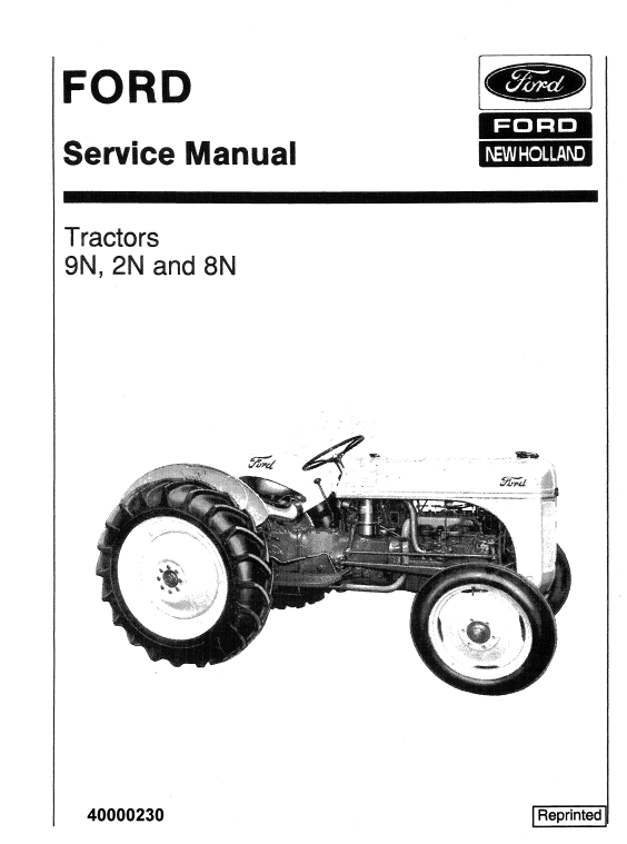 Ford 2N, 8N, 9N Tractor Service Manual Workshop Guide