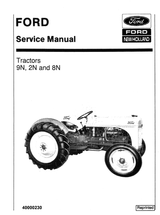 Ford 2N, 8N, 9N Tractor Service Manual Workshop Guide