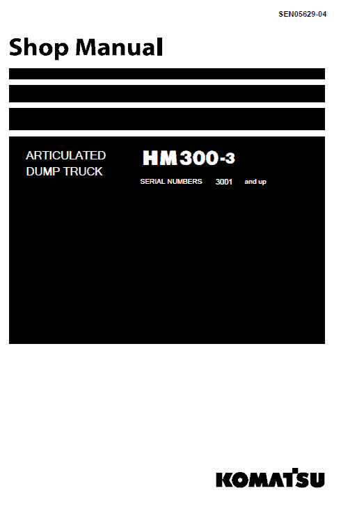 Komatsu HM300-3 Dump Truck Service Manual Workshop Guide