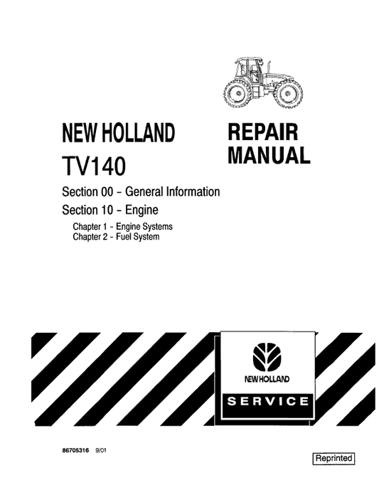 New Holland TV140 Tractor Service Manual Workshop Guide