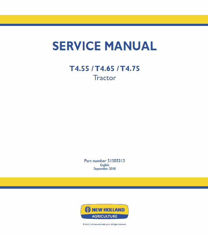 New Holland T4.55, T4.65, T4.75 Tractor Service Manual Workshop Guide