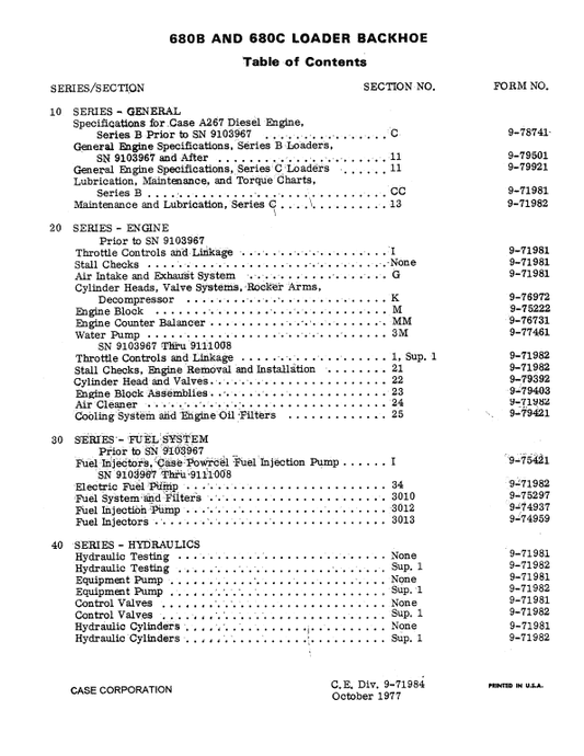 Case 680B, 680C Loader Service Manual Workshop Guide