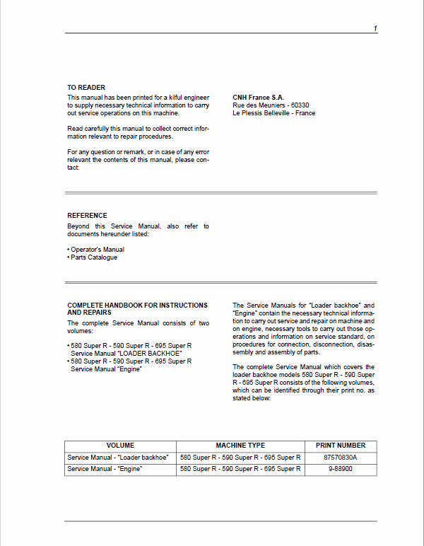 Case 580, 590, 695 Super R Backhoe Loader Service Manual Workshop Guide