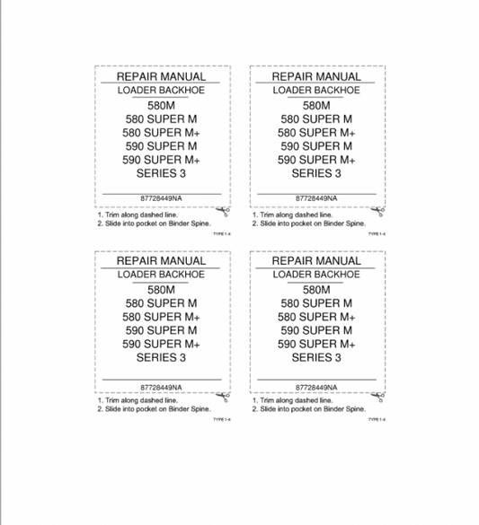 Case 580, 590, Super M and Super M Plus Series 3 Backhoe Manual Workshop Guide