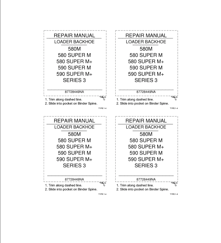 Case 580, 590, Super M and Super M Plus Series 3 Backhoe Manual Workshop Guide