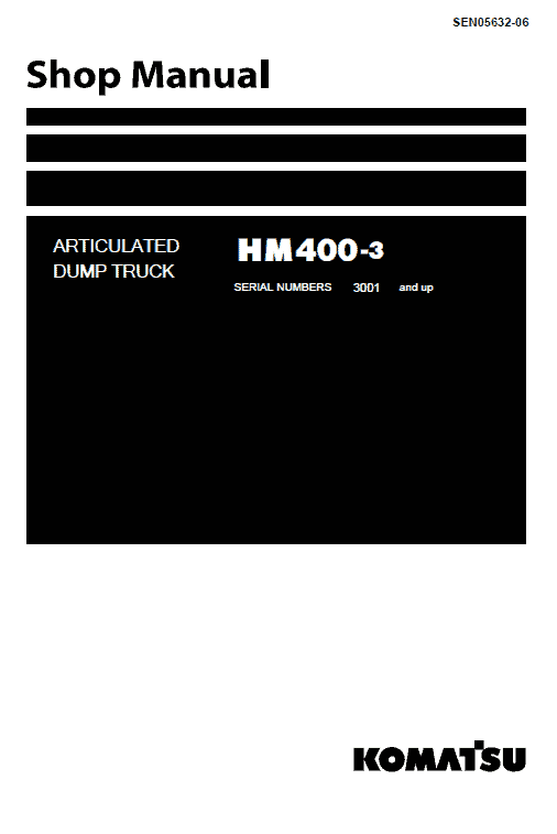 Komatsu HM400-3 Dump Truck Service Manual Workshop Guide