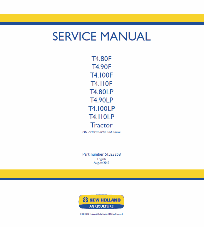 New Holland T4.80LP, T4.90LP, T4.100LP, T4.110LP Tractor Service Manual Workshop Guide