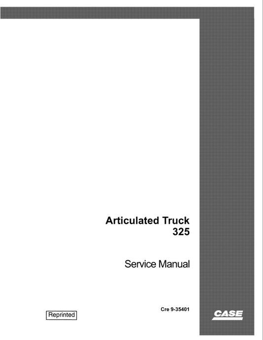 Case 325 Articulated Truck Service Manual Workshop Guide