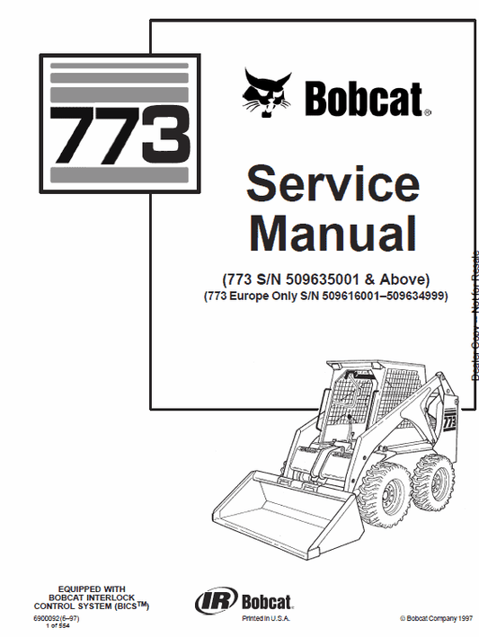 Bobcat 773 Skid-Steer Loader Service Manual Workshop Guide