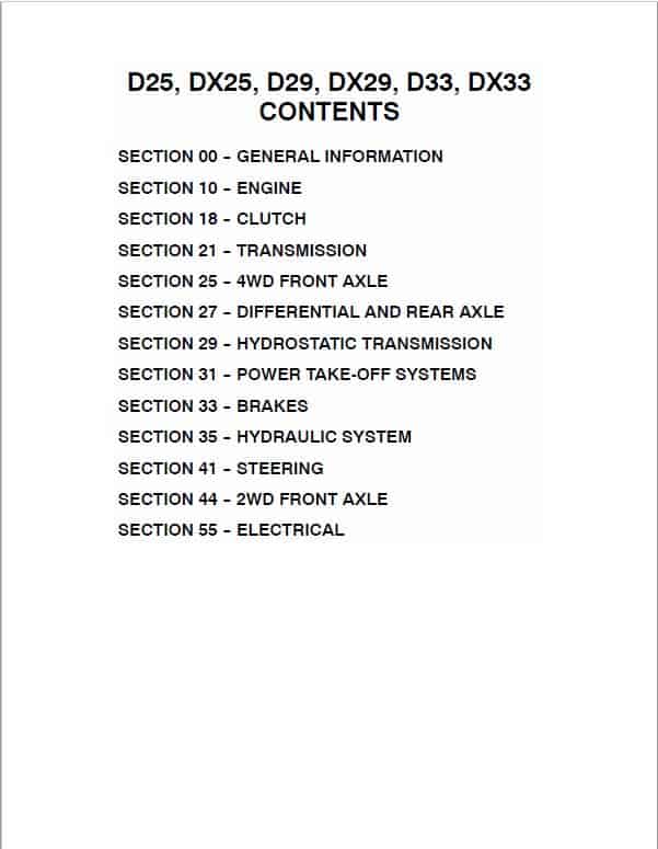 Case D25, D29, D33 Tractor Service Manual Workshop Guide