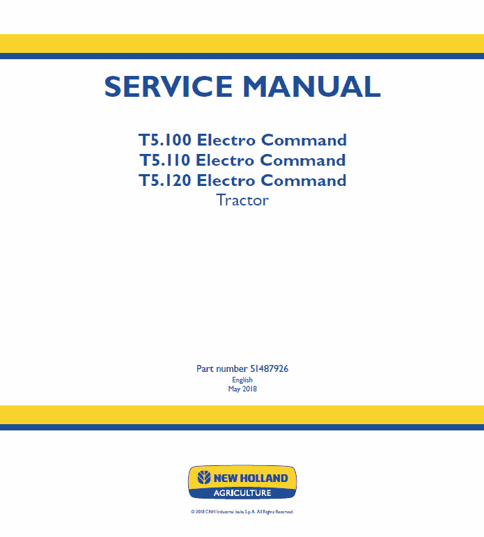 New Holland T5.100, T5.110, T5.120 Electro Command Tractor Service Manual Workshop Guide