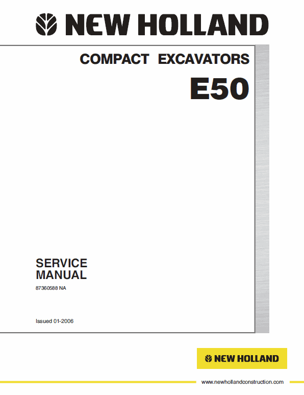 New Holland E50 Compact Excavator Service Manual Workshop Guide