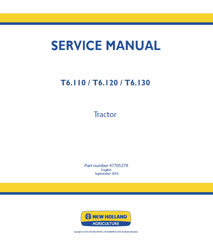 New Holland T6.110, T6.120, T6.130 Tractor Service Manual Workshop Guide
