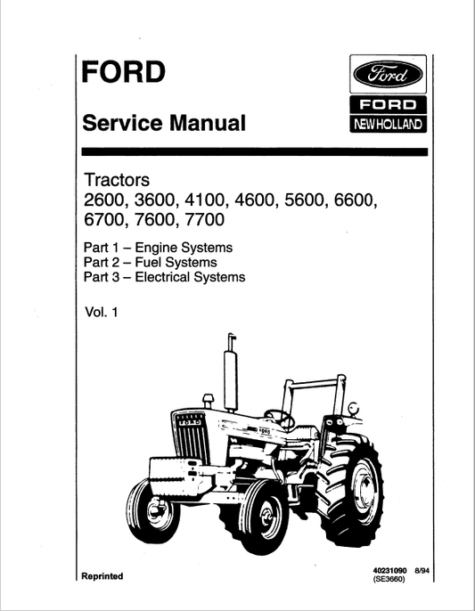 Ford 7600, 7610, 7700, 7710, 7810, 8210 Tractor Service Manual Workshop Guide