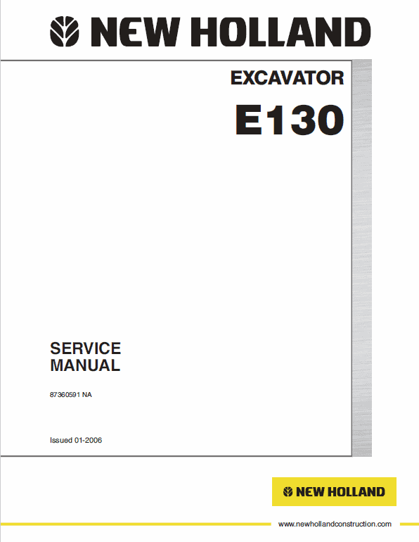 New Holland E130 Excavator Service Manual Workshop Guide