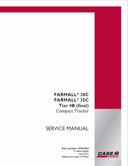 Case  Farmall 30C, 35C, 40C Tractor Service Manual Workshop Guide