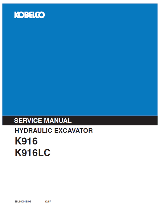 Kobelco K916-II and K916LC-II Excavator Service Manual Workshop Guide