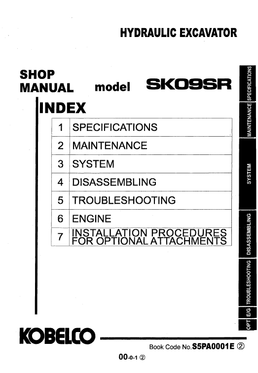 Kobelco SK09SR Excavator Service Manual Workshop Guide