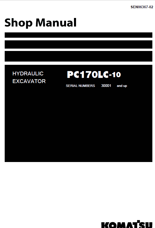 Komatsu PC170LC-10 Excavator Service Manual Workshop Guide