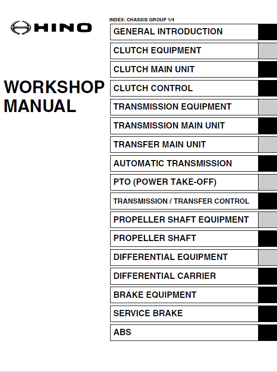 Hino Truck 2014 COE HEV Service Manual Workshop Guide