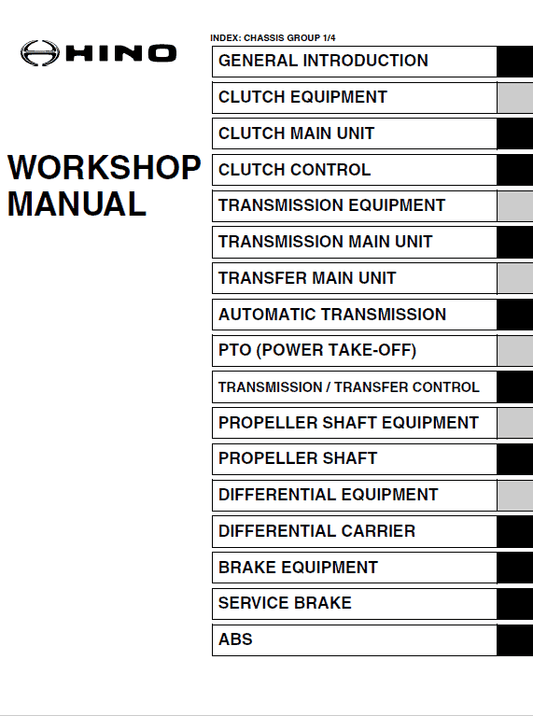 Hino Truck 2014 COE HEV Service Manual Workshop Guide