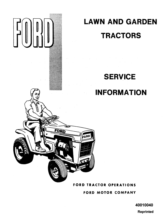 Ford 100, 120, 125, 145, 165, 195 Lawn Tractor Service Manual Workshop Guide