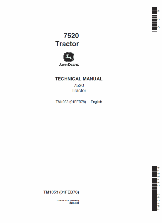 John Deere 7520 Tractor Repair Technical Manual (TM1053) Workshop Guide