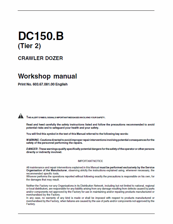 New Holland DC150.B Tier 2 Crawler Dozer Service Manual Workshop Guide